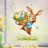 Auf dem Bild ist das Produkt: Wiederverwendbares Fensterbild Frühling Ostern Hase mit Eiern im Korb, Fensterdeko Kinderzimmer Kind, Frühlingsdeko, Osterdeko zum Preis von €13.90 abgebildet.