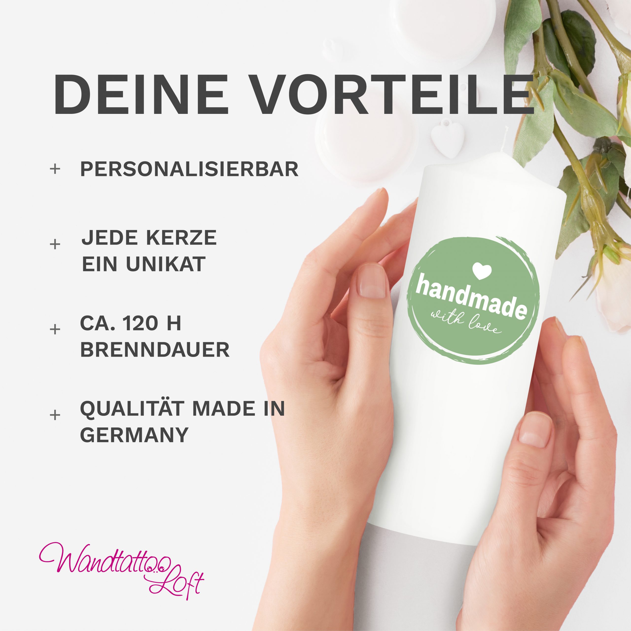 Auf dem Bild ist das Produkt: Taufkerze bedruckt Reh Jesuskreuz Junge Mädchen personalisiert mit Namen Datum Taufspruch Geschenk Kerze zur Taufe zum Preis von €6.40 abgebildet.