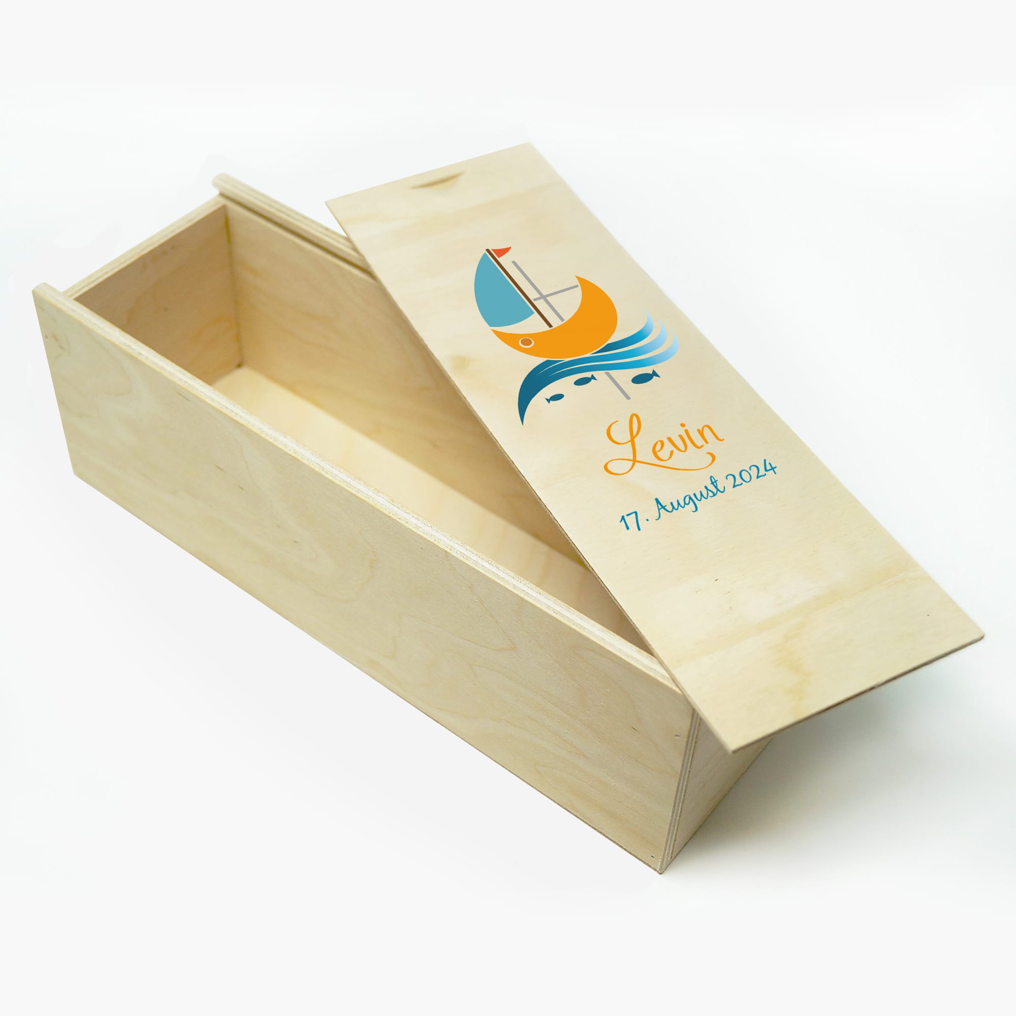 Auf dem Bild ist das Produkt: Taufkerze bedruckt Boot Jesuskreuz Junge Mädchen personalisiert mit Namen Datum Taufspruch Geschenk Kerze zur Taufe zum Preis von €6.40 abgebildet.