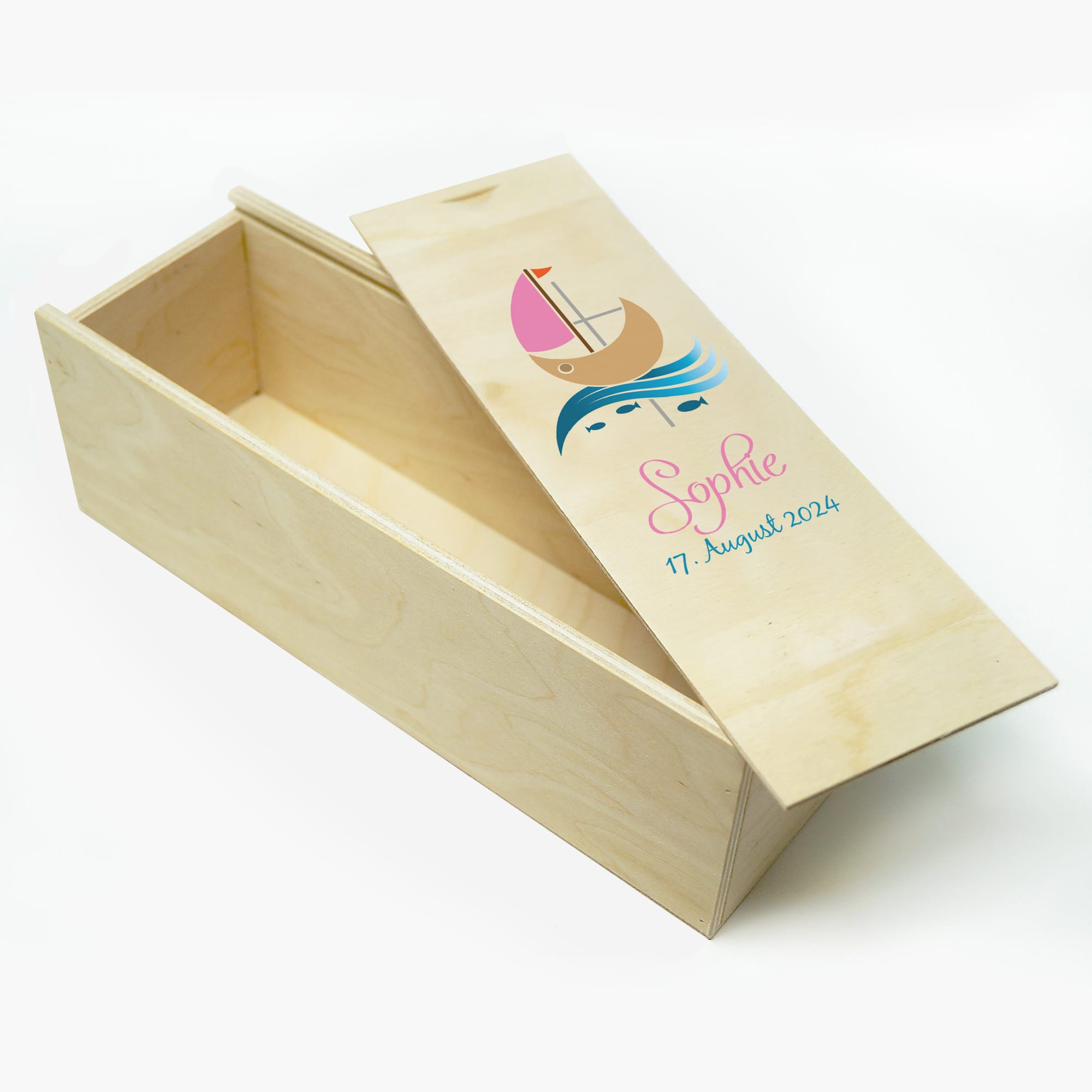 Auf dem Bild ist das Produkt: Taufkerze bedruckt Boot Jesuskreuz Junge Mädchen personalisiert mit Namen Datum Taufspruch Geschenk Kerze zur Taufe zum Preis von €6.40 abgebildet.