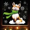 Fensterbild Weihnachten Winter Fuchs mit Schal und Schneeflocken Fensteraufkleber wiederverwendbar Auf dem Bild ist das Produkt: Fensterbild Weihnachten Winter Fuchs mit Schal und Schneeflocken Fensteraufkleber wiederverwendbar zum Preis von €13.90 abgebildet.
