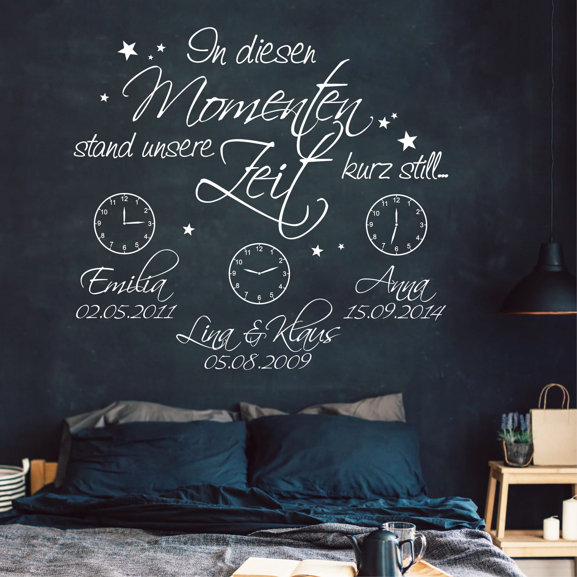 Wandtattoo In diesen Momenten stand unsere Zeit kurz still Wandaufkleber Familie personalisiert