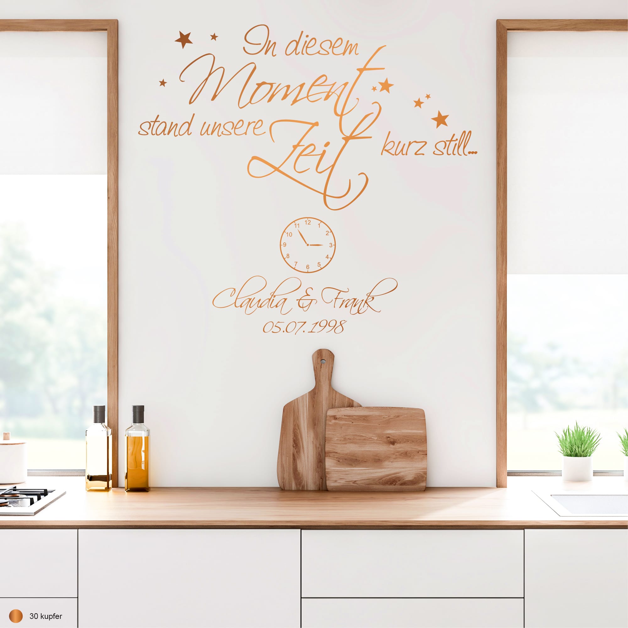 Auf dem Bild ist das Produkt: Wandtattoo In diesen Momenten stand unsere Zeit kurz still Wandaufkleber Familie personalisiert zum Preis von €29.9 abgebildet.