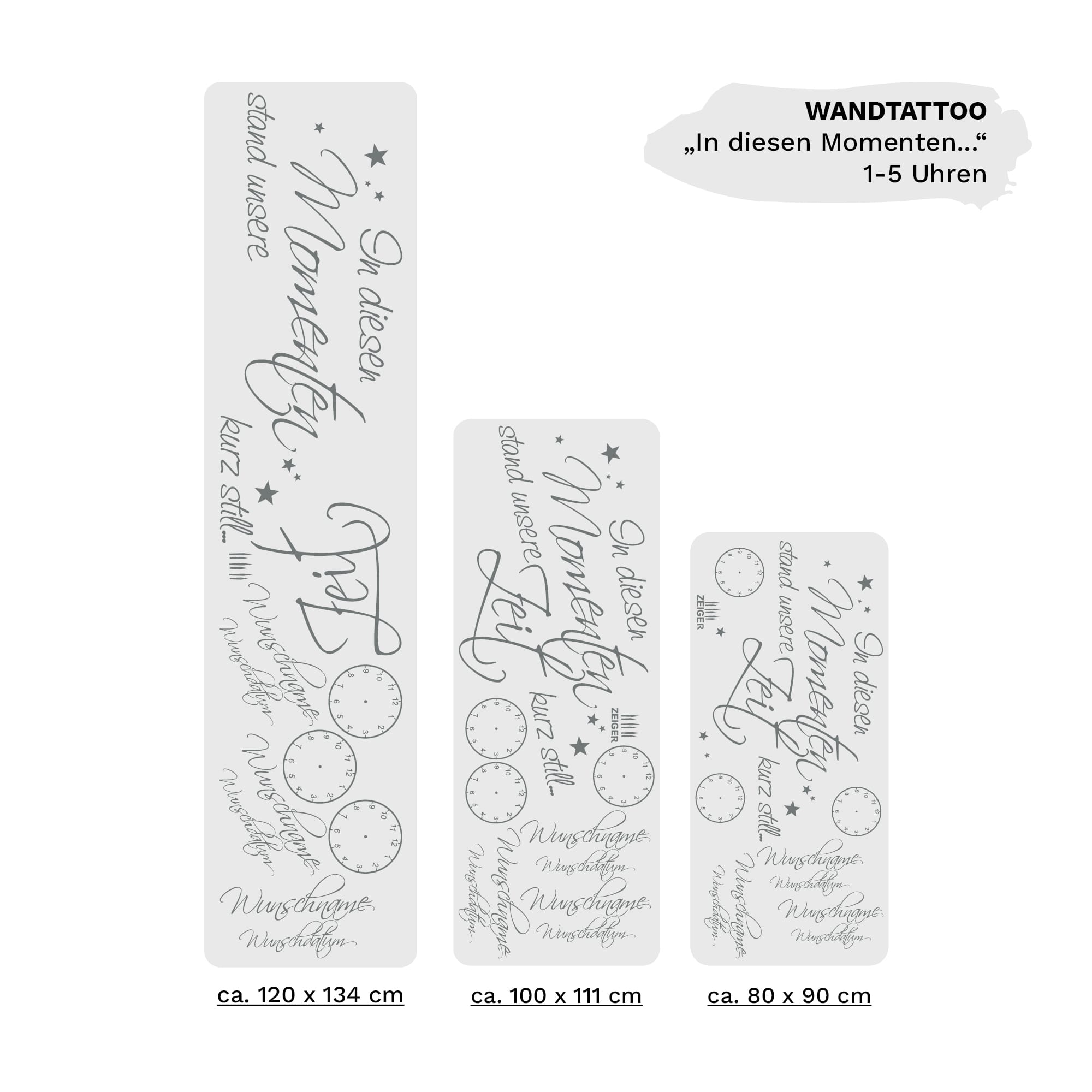 Auf dem Bild ist das Produkt: Wandtattoo In diesen Momenten stand unsere Zeit kurz still Wandaufkleber Familie personalisiert zum Preis von €29.9 abgebildet.