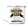 Auf dem Bild ist das Produkt: Emaille Campingbecher Rentner 2025 Geschenk zur Rente Geburtstag zum Preis von €18.90 abgebildet.