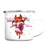 Auf dem Bild ist das Produkt: Schulkind 2024 Becher Emaille personalisierbar Fuchs mit Schultüte Einschulungsgeschenk mit Wunschnamen zum Preis von €18.9 abgebildet.