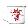Auf dem Bild ist das Produkt: Schulkind 2024 Becher Emaille personalisierbar Fuchs mit Schultüte Einschulungsgeschenk mit Wunschnamen zum Preis von €18.9 abgebildet.