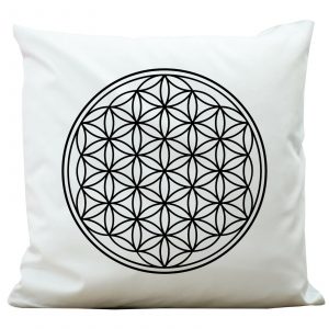 Auf dem Bild ist das Produkt: KP105 Wandtattoo-Loft® Deko Kissen Polyester Weiß Blume des Lebens Esoterik zum Preis von €26.9 abgebildet.