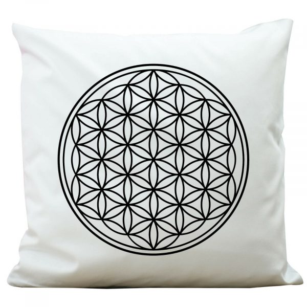 Auf dem Bild ist das Produkt: KP105 Wandtattoo-Loft® Deko Kissen Polyester Weiß Blume des Lebens Esoterik zum Preis von €26.9 abgebildet.