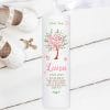 Auf dem Bild ist das Produkt: Taufkerze Blütenbaum für Mädchen oder Junge Baum mit Blüten Taufspruch Personalisierung zum Preis von €6.40 abgebildet.