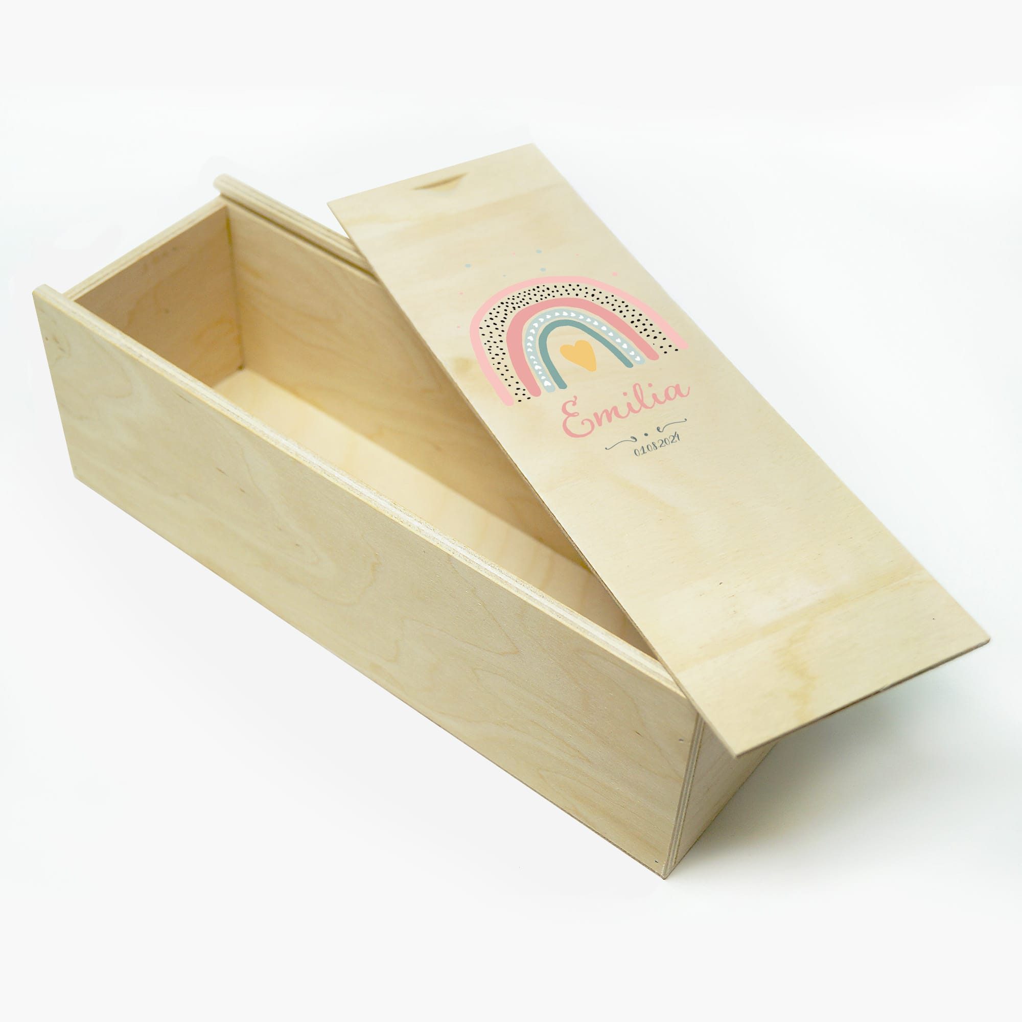 Auf dem Bild ist das Produkt: Taufkerze Kerze zur Taufe oder Kommunion Regenbogen bunt Taufspruch mit Wunschname & Datum zum Preis von €5.90 abgebildet.