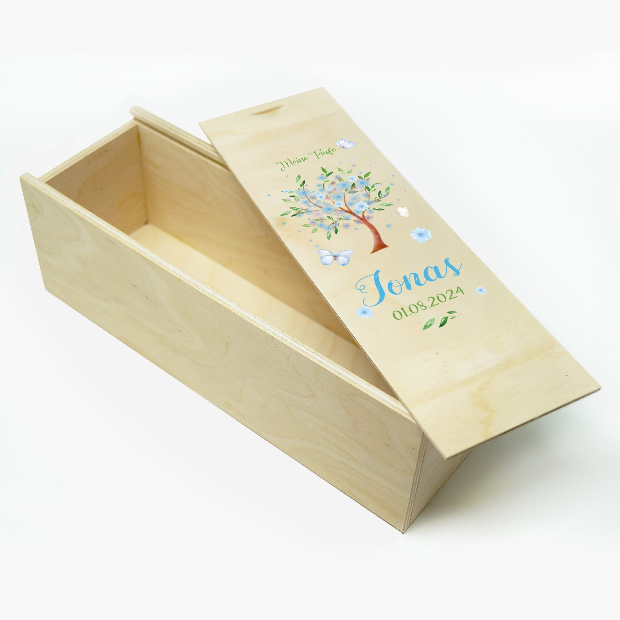 Auf dem Bild ist das Produkt: Taufkerze Blütenbaum für Mädchen oder Junge Baum mit Blüten Taufspruch Personalisierung zum Preis von €6.40 abgebildet.