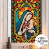 Auf dem Bild ist das Produkt: Fensterbild Weihnachten Jesus Maria Kirchenfenster Optik Mosaik Fensterfolie wiederverwendbar zum Preis von €13.90 abgebildet.