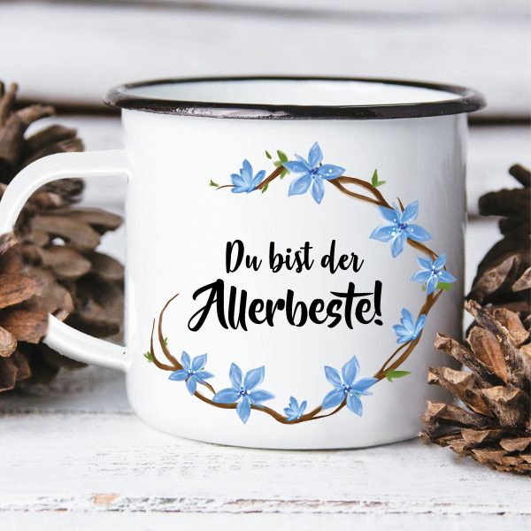 Auf dem Bild ist das Produkt: Campingbecher Emaille Nur die besten Väter werden zu Opas befördert… Du bist der Allerbeste Geschenk Vatertag Geburtstag zum Preis von €16.9 abgebildet.