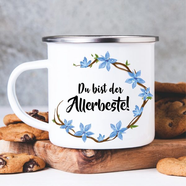 Auf dem Bild ist das Produkt: Campingbecher Emaille Nur die besten Väter werden zu Opas befördert… Du bist der Allerbeste Geschenk Vatertag Geburtstag zum Preis von €16.9 abgebildet.