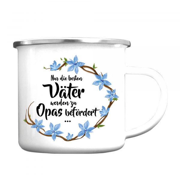 Auf dem Bild ist das Produkt: Campingbecher Emaille Nur die besten Väter werden zu Opas befördert… Du bist der Allerbeste Geschenk Vatertag Geburtstag zum Preis von €16.9 abgebildet.