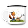 Emaille Campingbecher Fuchs personalisiert Wunschname Geschenk Ostern Geburtstag Auf dem Bild ist das Produkt: Emaille Campingbecher Fuchs personalisiert Wunschname Geschenk Ostern Geburtstag zum Preis von €18.9 abgebildet.
