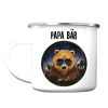 Auf dem Bild ist das Produkt: Emaille Campingbecher Papa Bär Geschenk zum Geburtstag Vatertag 300 ml weiß Vatertagsgeschenk zum Preis von €18.90 abgebildet.