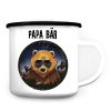 Auf dem Bild ist das Produkt: Emaille Campingbecher Papa Bär Geschenk zum Geburtstag Vatertag 300 ml weiß Vatertagsgeschenk zum Preis von €18.90 abgebildet.