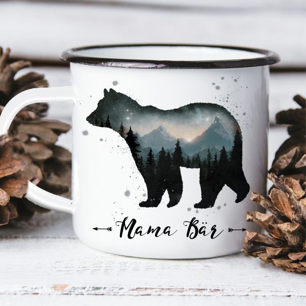 Auf dem Bild ist das Produkt: Emaille Campingbecher Papa Bär Mama Bär Baby Bär Geschenk zum Geburtstag Vatertag Muttertag zum Preis von €0 abgebildet.