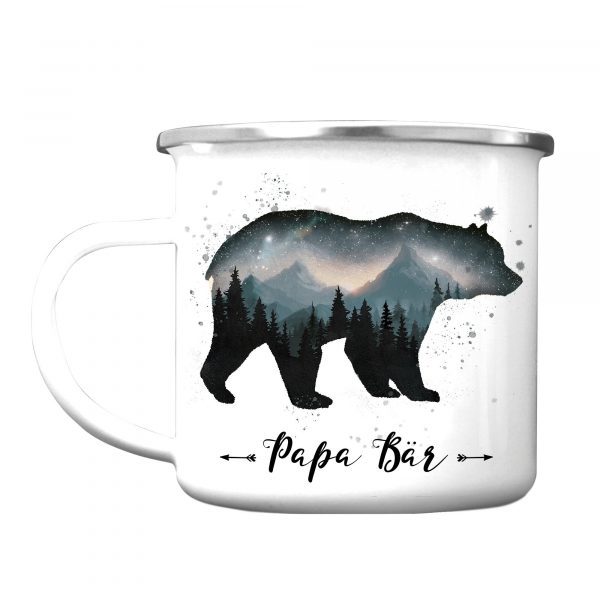 Auf dem Bild ist das Produkt: Emaille Campingbecher Papa Bär Mama Bär Baby Bär Geschenk zum Geburtstag Vatertag Muttertag zum Preis von €0 abgebildet.