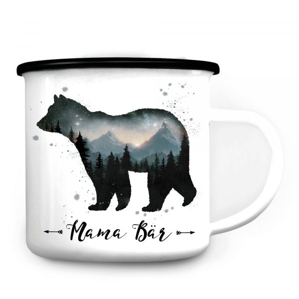 Auf dem Bild ist das Produkt: Emaille Campingbecher Papa Bär Mama Bär Baby Bär Geschenk zum Geburtstag Vatertag Muttertag zum Preis von €0 abgebildet.
