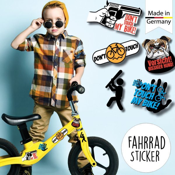 Auf dem Bild ist das Produkt: Fahrradaufkleber Spruch Don t touch my bike  Fahrrad Sticker Fahrraddesign Kinderfahrrad Einschulung zum Preis von €12.90 abgebildet.