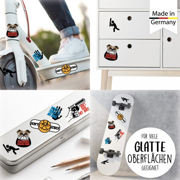 Auf dem Bild ist das Produkt: Fahrradaufkleber Spruch Don t touch my bike  Fahrrad Sticker Fahrraddesign Kinderfahrrad Einschulung zum Preis von €12.90 abgebildet.