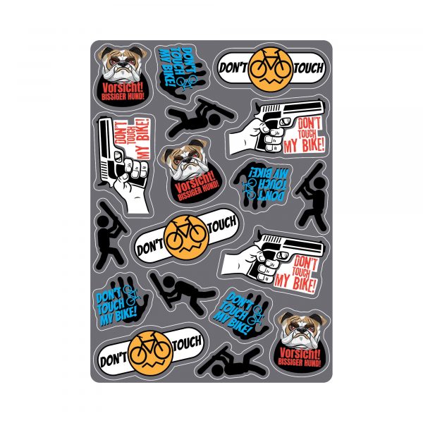 Auf dem Bild ist das Produkt: Fahrradaufkleber Spruch Don t touch my bike  Fahrrad Sticker Fahrraddesign Kinderfahrrad Einschulung zum Preis von €12.90 abgebildet.