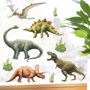 Auf dem Bild ist das Produkt: Fensterbild Dinosaurier Dino Fensterdeko Kinderzimmer Kind, Osterdeko, Frühlingsdeko zum Preis von €14.9 abgebildet.