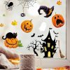 Auf dem Bild ist das Produkt: Fensterbild Halloween Katze Kürbisse Spinnennetz Fledermäuse Gruselhaus Fensterdeko Kinderzimmer Kind Fensterfolie Fensterdekoration zum Preis von €13.90 abgebildet.
