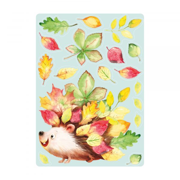 Auf dem Bild ist das Produkt: Fensterbild Herbst Herbstblätter Igel bunt wiederverwendbare Fensteraufkleber Kinderzimmer Baby Kind zum Preis von €13.90 abgebildet.