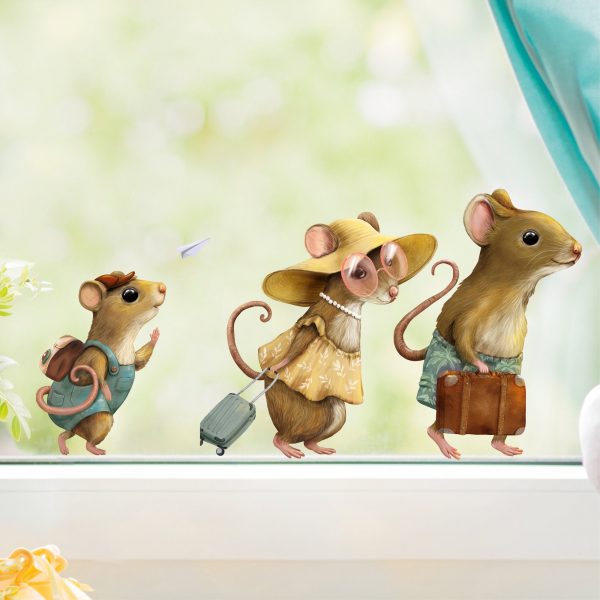 Auf dem Bild ist das Produkt: Fensterbild Maus Mäuse Mäusefamilie, wiederverwendbare Fensteraufkleber Kinderzimmer Baby Kind zum Preis von €14.9 abgebildet.