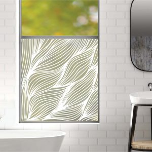 Auf dem Bild ist das Produkt: Sichtschutzfolie Fenster Küche Blätter Linien Fensterfolie Fensterdeko Milchglasfolie zum Preis von €24.9 abgebildet.