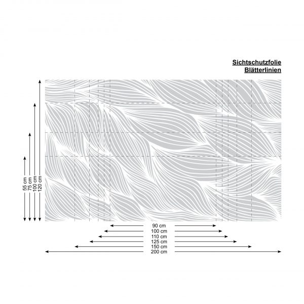 Auf dem Bild ist das Produkt: Sichtschutzfolie Fenster Küche Blätter Linien Fensterfolie Fensterdeko Milchglasfolie zum Preis von €24.9 abgebildet.
