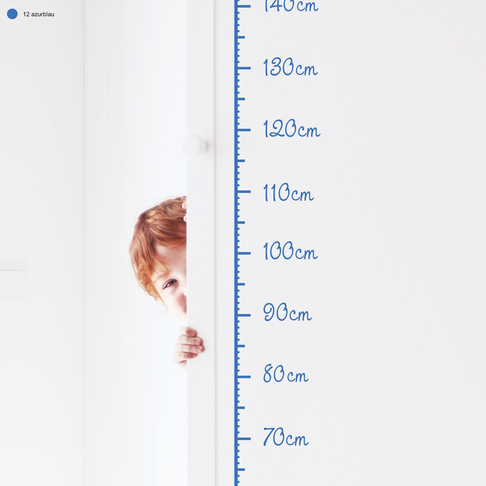 Auf dem Bild ist das Produkt: Wandtatto Kinderzimmer Messlatte Maßband 40 – 200 cm konturgeschnitten – ohne Hintergrundfolie, 1 cm Abstand zum Preis von €18.90 abgebildet.