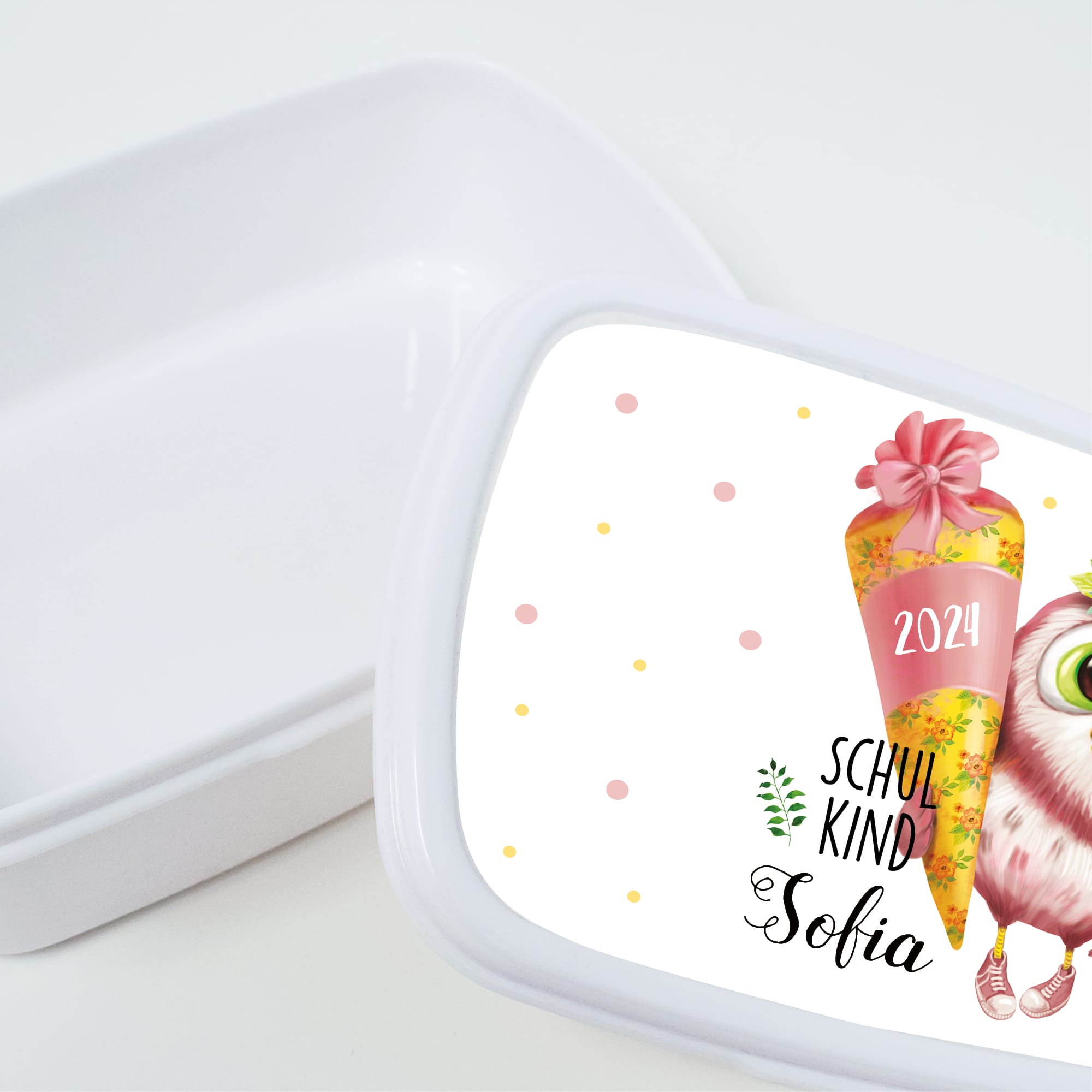 Auf dem Bild ist das Produkt: Personalisierte Brotdose Vogel Eule mit Schultüte anpassbar mit Wunschnamen kratz- und bruchsicher Geschenk Einschulung Geburtstag Schulanfang zum Preis von €19.9 abgebildet.