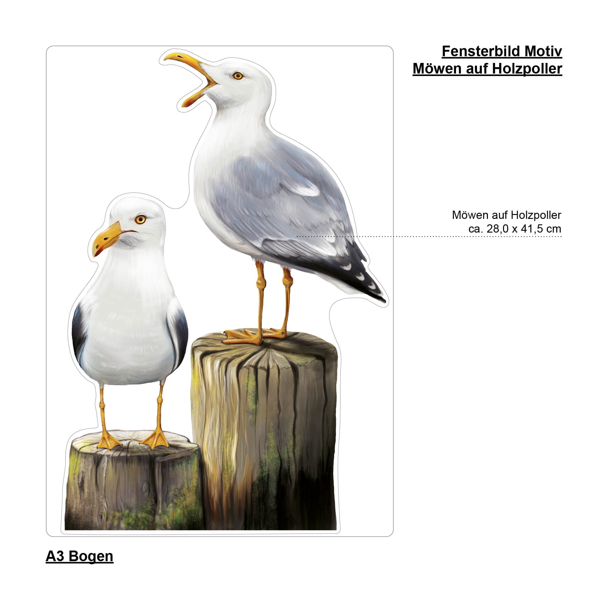 Auf dem Bild ist das Produkt: Fensterbild Frühling Möwen Möwe maritim Ostsee Urlaub Fensterdeko Kinderzimmer Kind Osterdeko Frühlingsdeko Vögel zum Preis von €13.90 abgebildet.