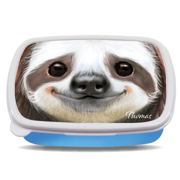 Auf dem Bild ist das Produkt: Brotdose Faultier personalisiert mit dem Wunschnamen, kratz- und bruchsicher, Geschenk Geburtstag, Ostergeschenk zum Preis von €19.9 abgebildet.