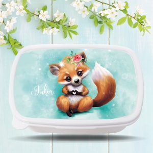 Brotdose Fuchs mit Herz personalisiert mit dem Wunschnamen, kratz- und bruchsicher, Geschenk Geburtstag, Einschulung Auf dem Bild ist das Produkt: Brotdose Fuchs mit Herz personalisiert mit dem Wunschnamen, kratz- und bruchsicher, Geschenk Geburtstag, Einschulung zum Preis von €19.9 abgebildet.