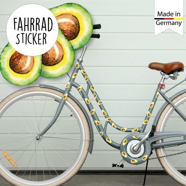 Auf dem Bild ist das Produkt: Fahrradaufkleber 24 farbige Avocado Fahrrad Sticker Fahrraddesign Kinderfahrrad, Geschenk Geburtstag zum Preis von €12.90 abgebildet.