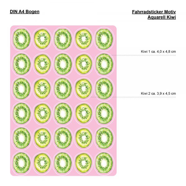 Auf dem Bild ist das Produkt: Fahrradaufkleber 30 Kiwi Obst Farbig Fahrrad Sticker Fahrraddesign Kinderfahrrad, Geschenk Geburtstag zum Preis von €12.90 abgebildet.