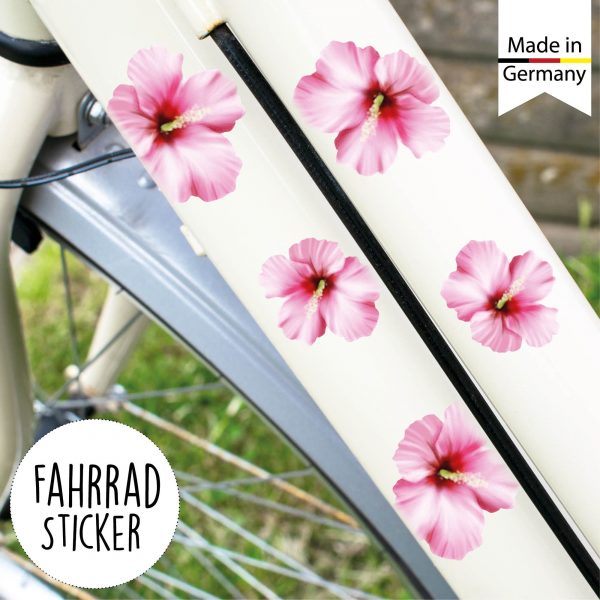 Auf dem Bild ist das Produkt: Fahrradaufkleber 35 Hibiskus Blüten Blumen Fahrrad Sticker Fahrraddesign zum Preis von €12.90 abgebildet.