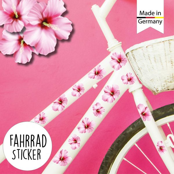 Auf dem Bild ist das Produkt: Fahrradaufkleber 35 Hibiskus Blüten Blumen Fahrrad Sticker Fahrraddesign zum Preis von €12.90 abgebildet.