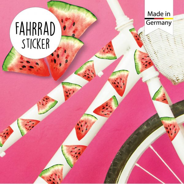 Auf dem Bild ist das Produkt: Fahrradaufkleber 40 Wassermelone Farbig Fahrrad Sticker Fahrraddesign Kinderfahrrad, Geschenk Geburtstag zum Preis von €16.90 abgebildet.
