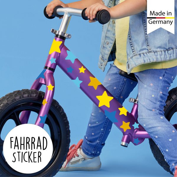 Auf dem Bild ist das Produkt: Fahrradaufkleber 54 Sterne farbig Fahrrad Sticker Fahrraddesign Kinderfahrrad, Einschulung zum Preis von €12.90 abgebildet.