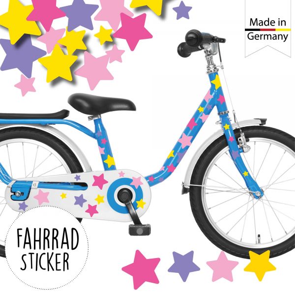 Auf dem Bild ist das Produkt: Fahrradaufkleber 54 Sterne Mädchen Fahrrad Sticker Fahrraddesign Kinderfahrrad, Geschenk Geburtstag zum Preis von €12.90 abgebildet.