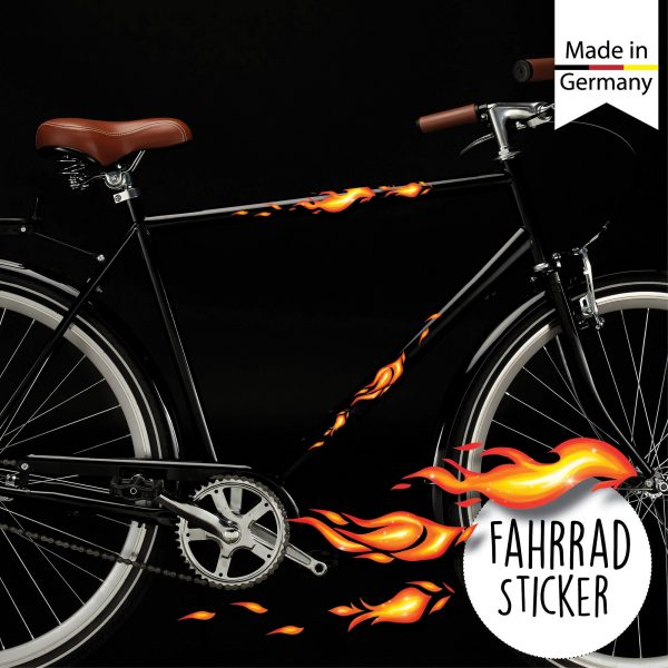 Auf dem Bild ist das Produkt: Fahrradaufkleber Flammen Feuer Fahrrad Sticker Fahrraddesign 22 Stück Sticker Geschenk zum Preis von €12.90 abgebildet.