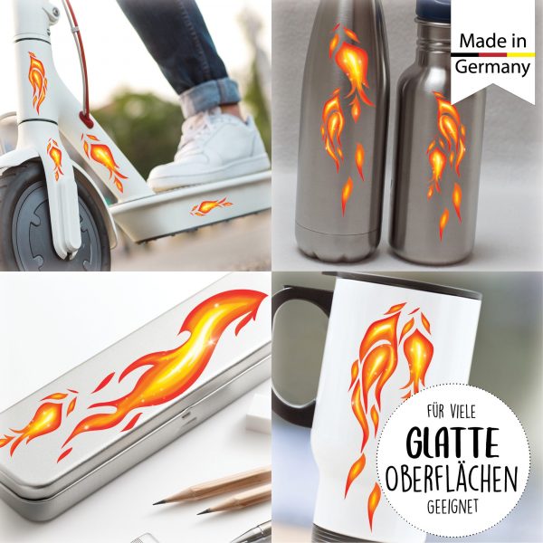 Auf dem Bild ist das Produkt: Fahrradaufkleber Flammen Feuer Fahrrad Sticker Fahrraddesign 22 Stück Sticker Geschenk zum Preis von €12.90 abgebildet.