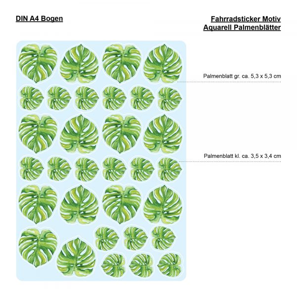 Auf dem Bild ist das Produkt: Fahrradaufkleber Monstera Blätter Farbig Fahrrad Sticker Fahrraddesign Kinderfahrrad, blumig zum Preis von €12.90 abgebildet.